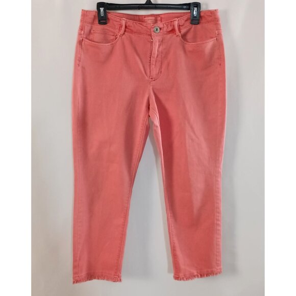 J. Jill Authentic Fit Cropped Jeans Women’s Size 10 Coral High Rise Denim - Picture 1 of 7